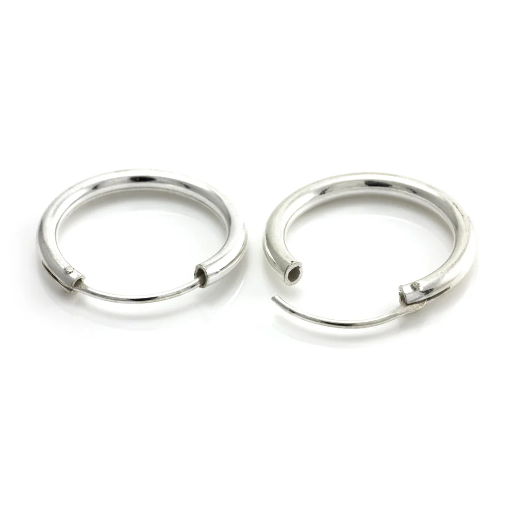 Silver Hoop Earrings (Pair) - HOOP2 - Image 4